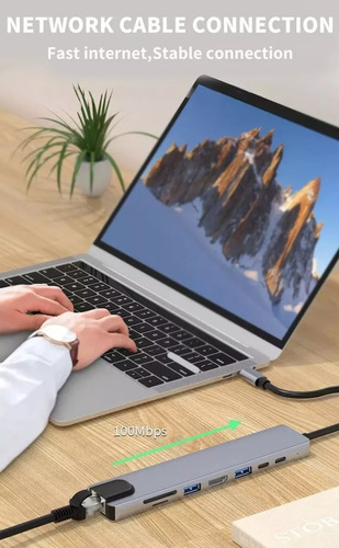 Adaptador Hub Usb Genérica 8 En 1 Para Mac Y Pc