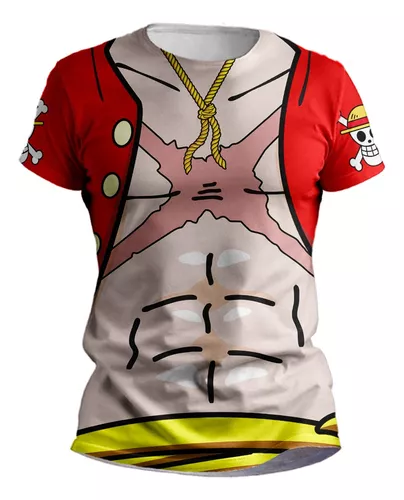 Camisa Do One Piece Monkey D Luffy Traje Roupa Blusa Camiseta Herói Anime