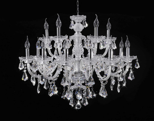 Candelabro De Cristal Transparente K9 15 Luces Candil Techo