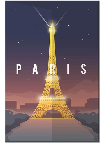 Paris Nevera Iman Francia Vintage Poster Noche Torre Eiffel