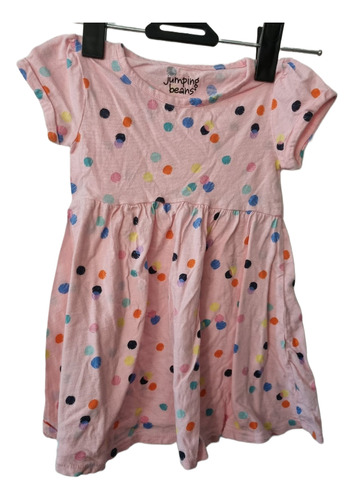 Vestido Rosa Diseño Lunares Para Niña