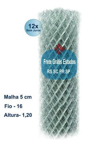 Tela Cerca Alambrado Fio 16 Malha 5 Cm- 25 M X 1,20 Altura - Frete Grátis Rs Sc Pr Sp Mg