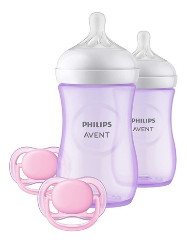 Avent Set Regalo De 2 Teteros 9oz + 2 Chupos 6-18 M Rosado