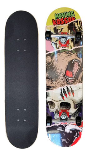 Skate Completo Kossok Patineta Eje De Aluminio Lija 9 Maple Negro Verde 200