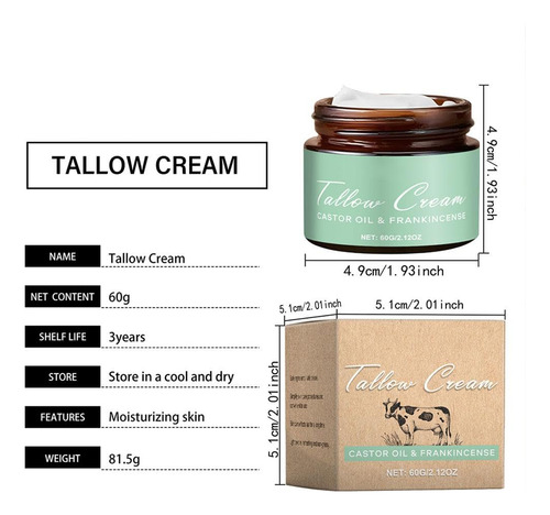 Beef Tallow Moisturizer With Frankincense & Castor Oil