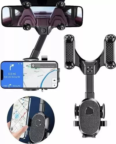 Soporte Porta Celulares 360 Para Espejo Retrovisor Carro Negro