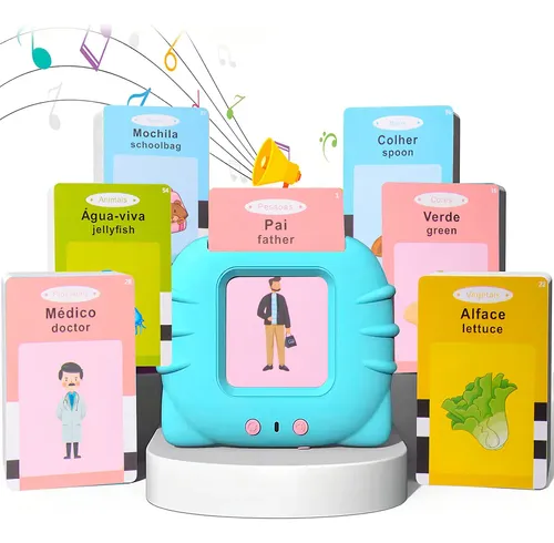 Brastoy Infantil Pronunciar Português E Inglês Brinquedos 224 Palavras 112 Cartões Flash Falantes