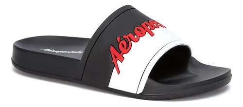 Sandalias Casuales U49464pr Plastico Aeropostale Logo Negro