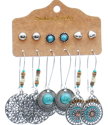 6pares Bohemios Pendientes Colgantes Vintage Candongas Mujer