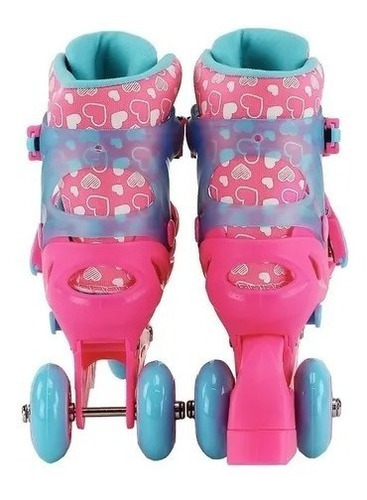 Imagem 8 de 9 de Patins 4 Rodas Roller Rosa Ajustavel 27/30 + Kit De Proteção