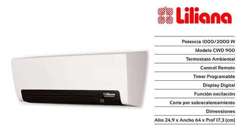 Calefactor De Pared Tipo Split Liliana Confortempo Cwd900 Bl