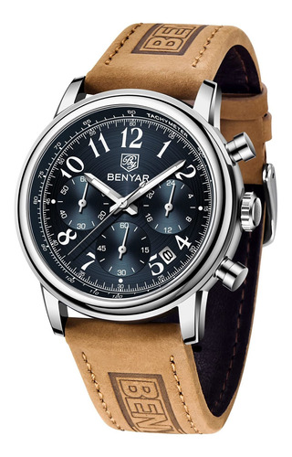 Reloj Hombre By Benyar 5190rlebu Cuarzo Pulso Marron En