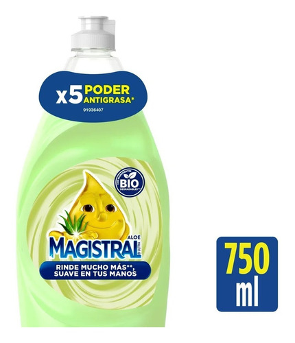 Detergente Magistral Aloe X750 Ml Rinde + Suave Manos Bio De