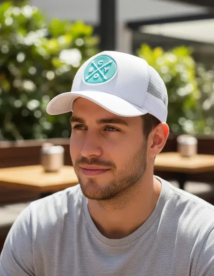 Boné Choraboy Trucker Aba Curva Signature Basics Branco/verde Água Un Liso