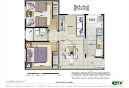 Apartamento Spazio Santos Dumont Com 2 Dormitórios À Venda, 54 M² Por R$ 210.000 - Parque Residencial Flamboyant - São José Dos Campos/sp - Ap0149