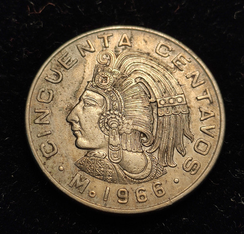 Moneda 50 Centavos Cuauhtémoc 1966 Niquel Fecha Escasa