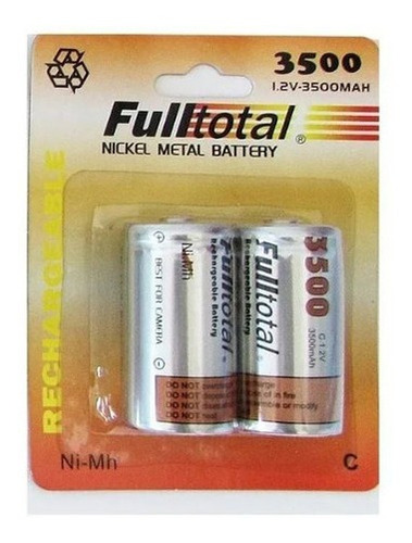 Imagen 1 de 3 de Pilas Recargables Tipo C Mediana 3500mah Full Total X2und