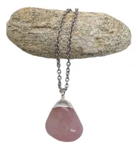 Comprar Dije Cuarzo Rosa Piedra Natural Y Cadena Eslabón Amor Y Paz