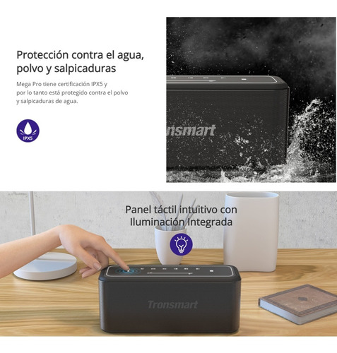 Parlante Tronsmart SoundPulse Mega Pro portátil con bluetooth waterproof negra