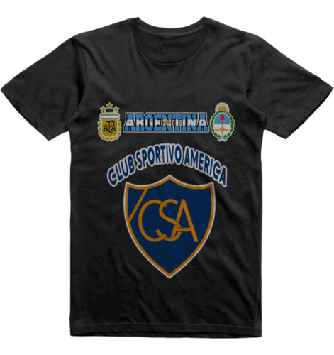 Remera Algodon Negra Club Sportivo America San Pedro