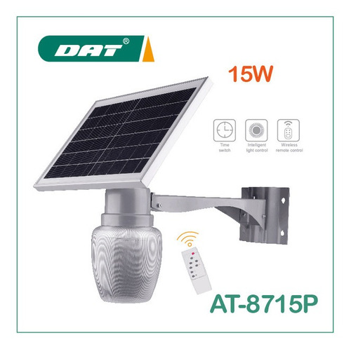 Farol Solar Para Pared Policarbonato Led 15w Dat Con Control