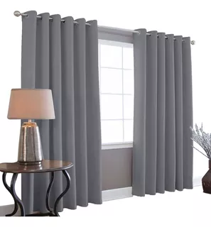 Cortinas Blackout Melocotton - Color GRIS OXFORD - 275cm de Ancho X 215cm de Alto En 2 Páneles - Aislamiento Térmico , Reduce el Ruido Exterior , Cortinas Opacas con Ojales , Lavable en Casa