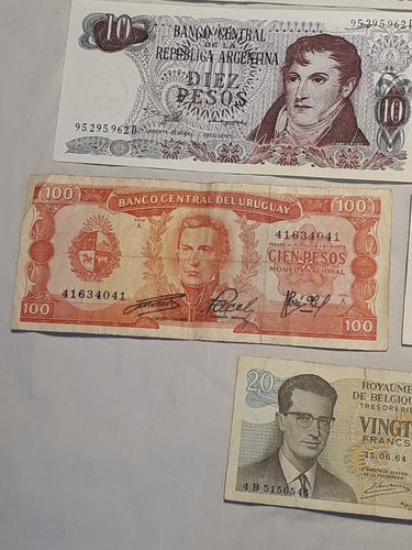 Billetes Antiguos Argentina Belgica Uruguay Lote X 9 Oferta!