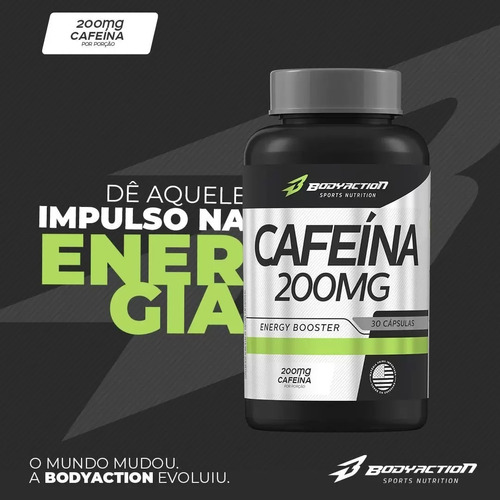 Cafeína 200mg 30 Cáps Aumento De Energia Bodyaction