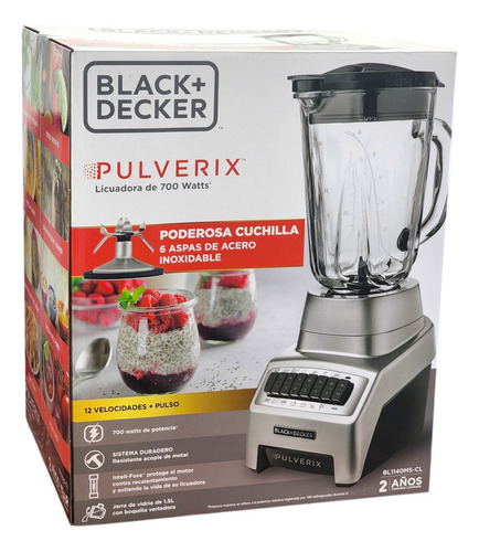 Licuadora Black+decker 700watt 1.5lts 6 Aspas Bl1140ms-cl