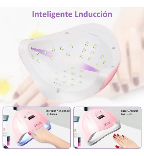 Lampara Led Uv Quanna De Manicura Sun X5 Secador Para Uñas Secado Rápido 4 Temporizador 99s Sin Dolor Sensor Infrarrojo Automático Gel De La Extensión / Gel Uv / Gel Polaco Color Rosa+1 Pinza Clip