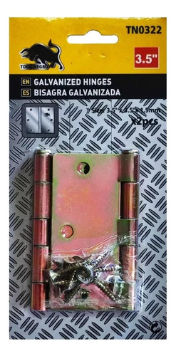 4 Bisagra Galvanizada Zincada 4pc 3.5 Pulgadas + 24 Tornillo