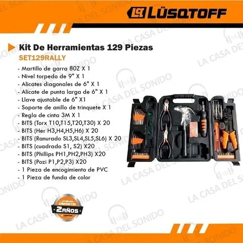 Imagen 2 de 7 de Kit De Herramientas 129 Piezas Maletín Set129rally Lusqtoff