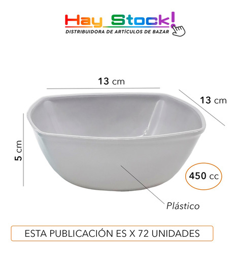 Compotera Bowl Plástica Cuadrada Grande / 72 Unidades