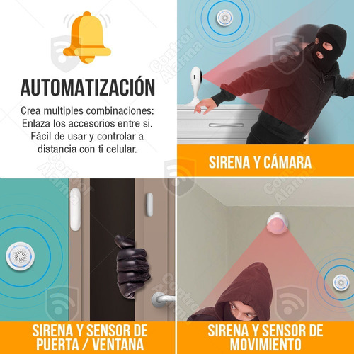 Wifi 3 En Uno Alarma Sirena Inteligente Temperatura Humedad Alexa Google Alerta Seguridad Via App Celular Negocio Casa