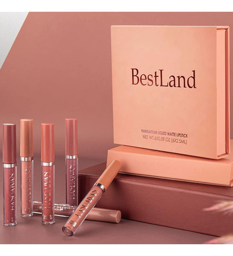 Set De Maquillaje De Lápiz Labial Líquido Mate De 6 Piezas