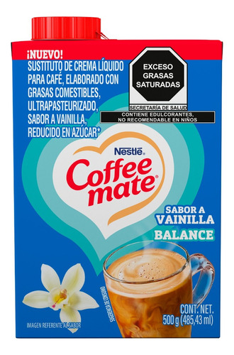 Sustituto de Crema Coffee mate Vainilla Balance Líquido 500g