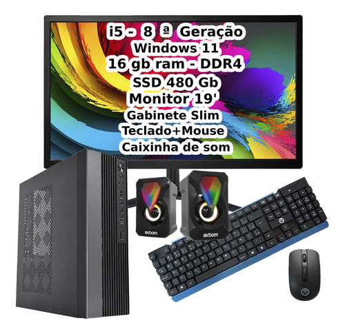 Cpu Mini Monitor 19 Intel Core I5 8ager Ssd 480gb 16 Ram W11