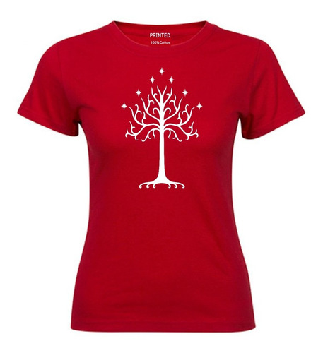 Polera Mujer Estampado Árbol Blanco De Gondor