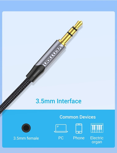 Cable Audio Vention 3.5mm A 2x 6.5mm Macho A Macho 2m
