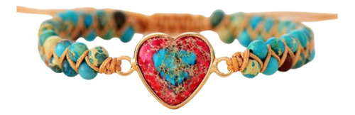 Pulsera Piedra Corazón Artesanal Unisex Moderno Regalo B475