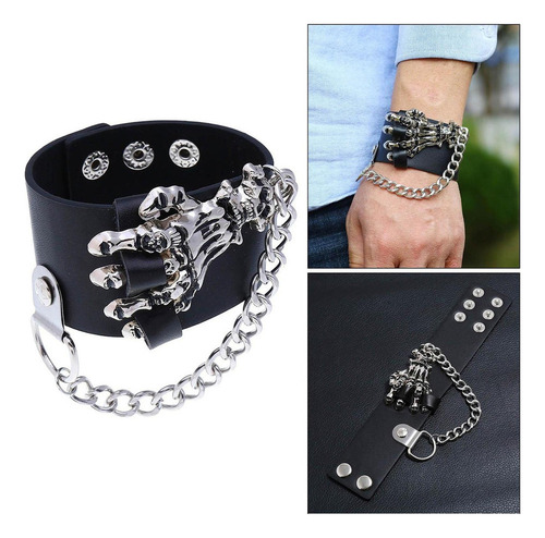 Brazalete De Cuero Pu Brazalete Rock Muñequeras Brazalete