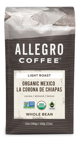 Allegro Coffee, Coffee Mexico - Grano Entero Orgánico, 12 .