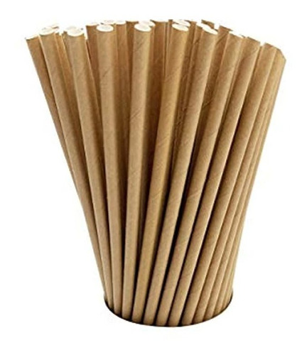 100 Pajitas De Papel Biodegradable Kraft Co Amigables