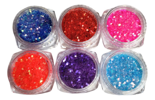 Set 6 Pigmentos Glitters Holograficos Modelo 3