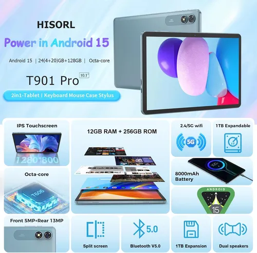 Tablet Android 15, 10'' 24gb (4+20) Ram + 128gb Rom, Verde