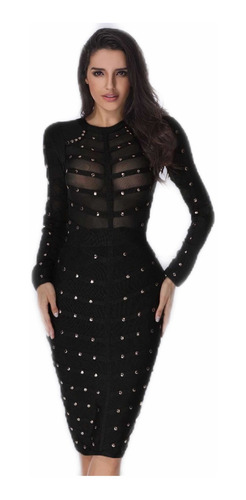 Imagen 1 de 6 de Vestidos Negro Fiesta Corto Sexy Elegante Noche Dia Ae Dama