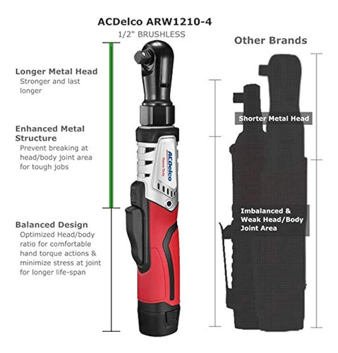 Acdelco Arw1210-4p G12 Serie 12v Li-ion Inalámbrico ½ 70 Ft