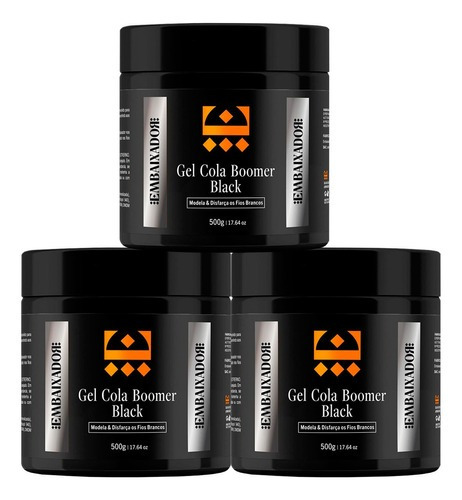 Kit 03 Gel Cola Boomer Black Embaixador 500g