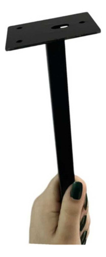 Kit 4 Suporte Braço Para Refletor Led Comum Curvado 1,20m Cor Preto