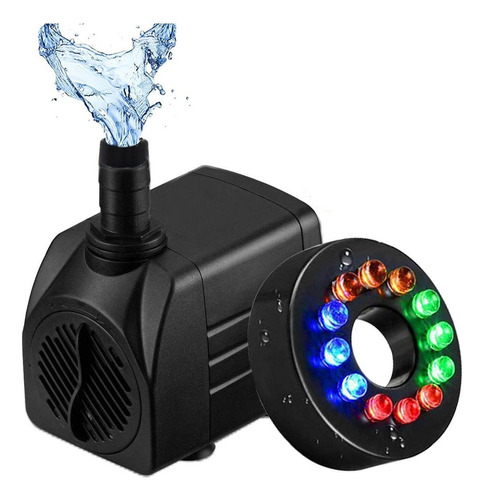 Micro Bomba Sumergible Peces Acuario Con 12 Led Luz 800l/h